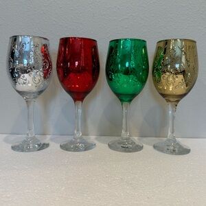 4 Artland Holiday Wine Glasses Baroque pattern ice weight 12oz